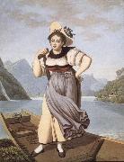 Gabriel Lory fils Elisabeth Grossmann,La Beautiful Bateliere of Brienz oil painting